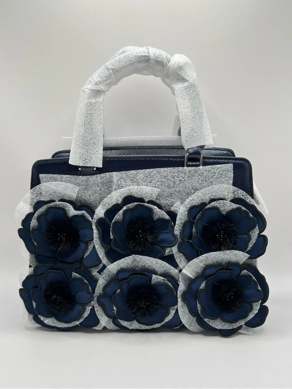 NWT Kate Spade New York Navy Floral Appliqué Satchel Crossbody Bag